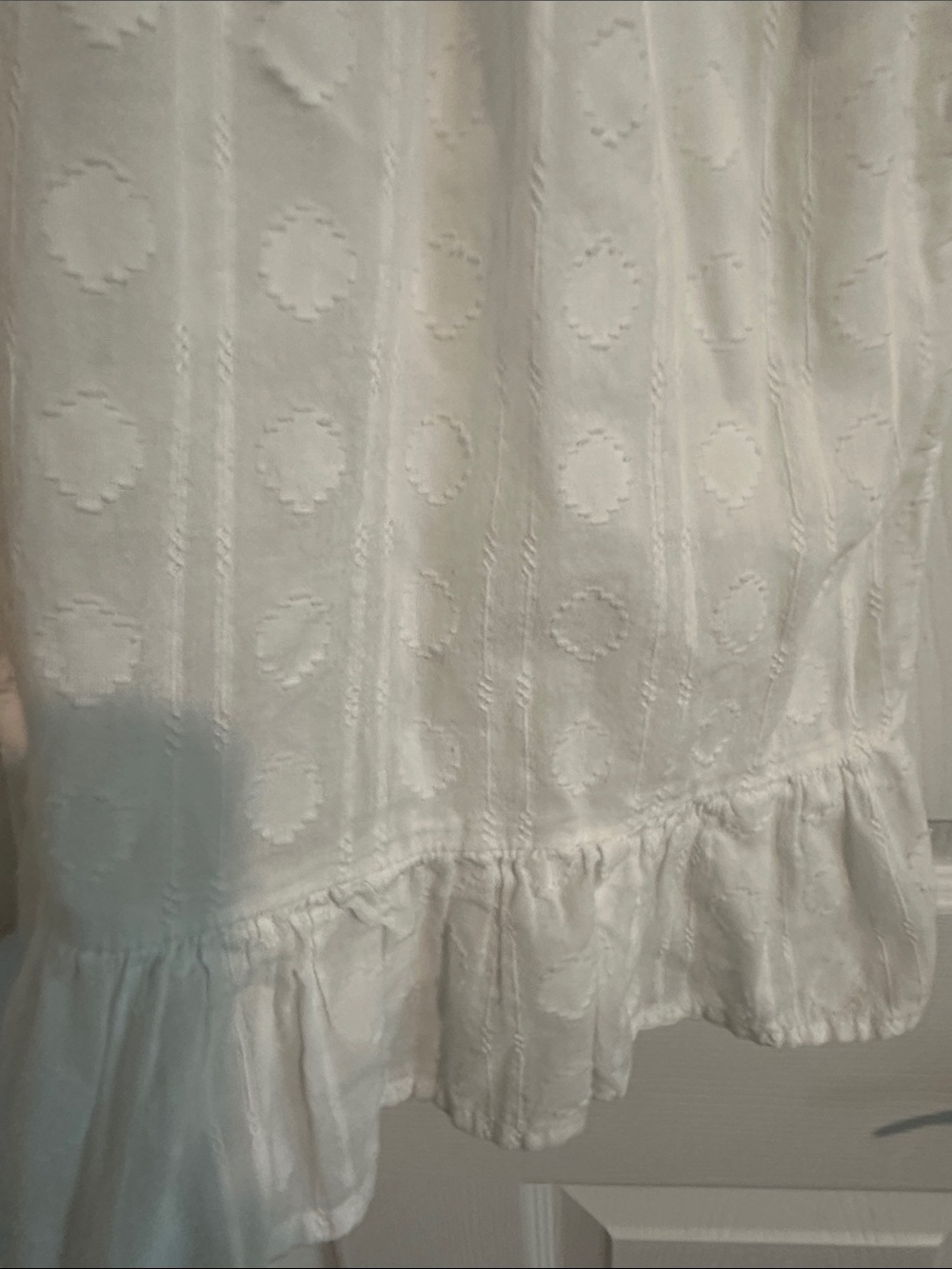 Anthropologie White Eyelet Ruffled Button-Front Dress - Picture 3 of 7